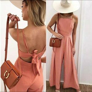 NEW Wide Leg Palazzo Jumpsuit w/ Self Tie